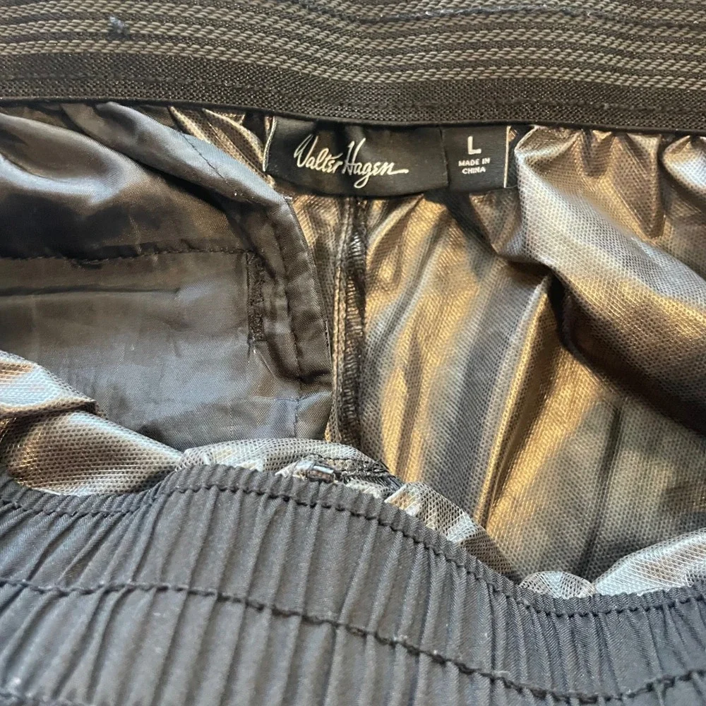 Walter Hagen Men's Black Golf Athletic Track Pants‎ Sz L Elastic Waist Zip Cuffs